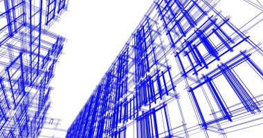 Mimari sanat konseptinde soyut çizgiler, minimum geometrik şekiller. 