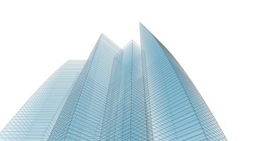 Arkaplanda mimari bina 3d illüstrasyon