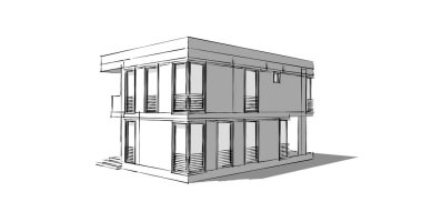 Arkaplanda mimari bina 3d illüstrasyon
