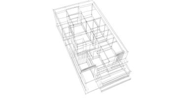 Arkaplanda mimari bina 3d illüstrasyon