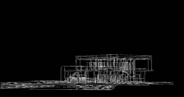 Mimari sanat konseptinde soyut çizgiler, minimum geometrik şekiller. 