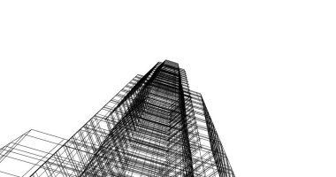 Mimari sanat konseptinde soyut çizgiler, minimum geometrik şekiller. 