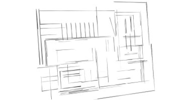 Mimari sanat konseptinde soyut çizgiler, minimum geometrik şekiller. 