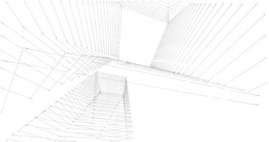 Mimari sanat konseptinde soyut çizgiler, minimum geometrik şekiller. 