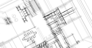 Mimari sanat konseptinde soyut çizgiler, minimum geometrik şekiller. 