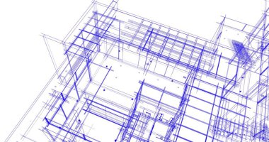 Arkaplanda mimari bina 3d illüstrasyon