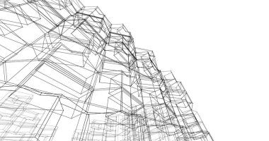 Mimari sanat konseptinde soyut çizgiler, minimum geometrik şekiller. 