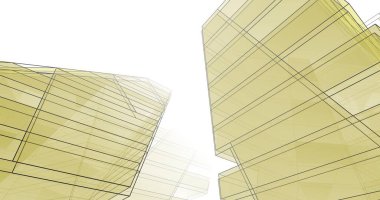 Mimari sanat konseptinde soyut çizgiler, minimum geometrik şekiller. 