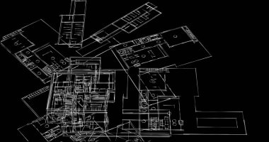 Mimari sanat konseptinde soyut çizgiler, minimum geometrik şekiller. 