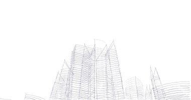 Arkaplanda mimari bina 3d illüstrasyon