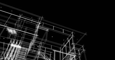 Arkaplanda mimari bina 3d illüstrasyon