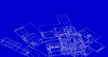 Mimari sanat konseptinde soyut çizgiler, minimum geometrik şekiller. 