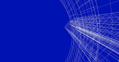 Arkaplanda mimari bina 3d illüstrasyon