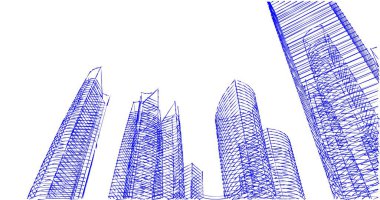 Arkaplanda mimari bina 3d illüstrasyon