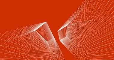 Mimari sanat konseptinde soyut çizgiler, minimum geometrik şekiller. 