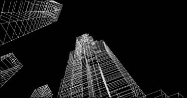 Mimari sanat konseptinde soyut çizgiler, minimum geometrik şekiller. 