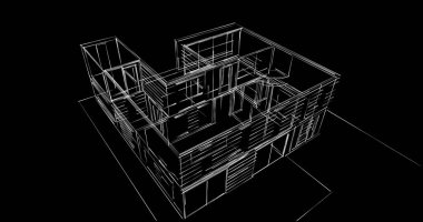 Arkaplanda mimari bina 3d illüstrasyon