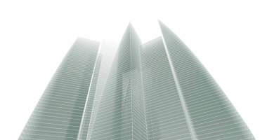 Arkaplanda mimari bina 3d illüstrasyon