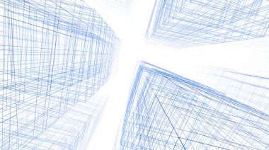 Mimari sanat konseptinde soyut çizgiler, minimum geometrik şekiller. 