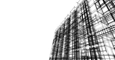 Mimari sanat konseptinde soyut çizgiler, minimum geometrik şekiller. 