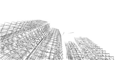 Mimari sanat konseptinde soyut çizgiler, minimum geometrik şekiller. 