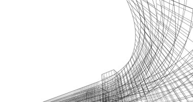 Mimari sanat konseptinde soyut çizgiler, minimum geometrik şekiller. 