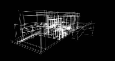 Arkaplanda mimari bina 3d illüstrasyon