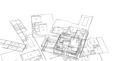 Mimari sanat konseptinde soyut çizgiler, minimum geometrik şekiller. 