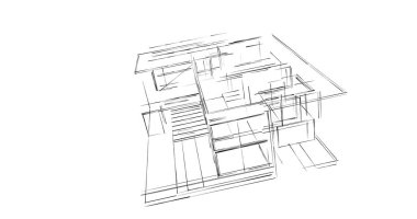 Mimari sanat konseptinde soyut çizgiler, minimum geometrik şekiller. 
