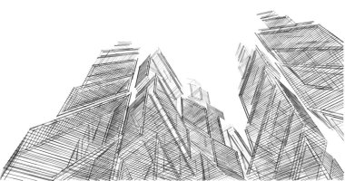 Mimari sanat konseptinde soyut çizgiler, minimum geometrik şekiller. 