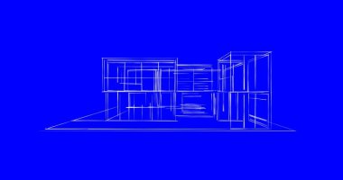 Arkaplanda mimari bina 3d illüstrasyon