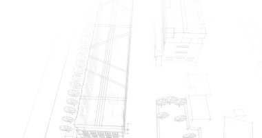 Mimari sanat konseptinde soyut çizgiler, minimum geometrik şekiller. 