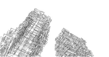 Mimari sanat konseptinde soyut çizgiler, minimum geometrik şekiller. 