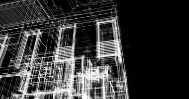 Mimari sanat konseptinde soyut çizgiler, minimum geometrik şekiller. 