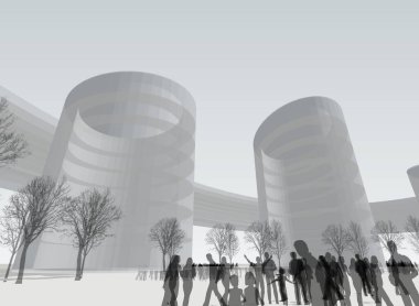 soyut mimari duvar kağıdı tasarımı, dijital konsept arkaplan