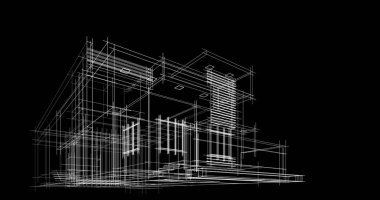 Mimari sanat konseptinde soyut çizgiler, minimum geometrik şekiller. 