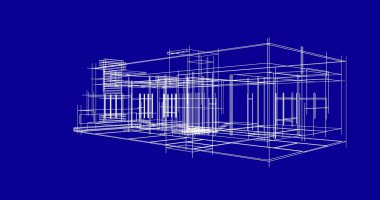 Arkaplanda mimari bina 3d illüstrasyon