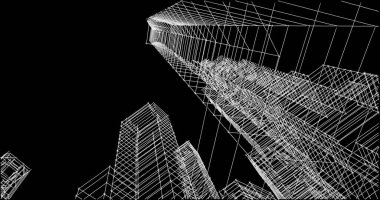 Mimari sanat konseptinde soyut çizgiler, minimum geometrik şekiller. 