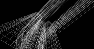 Mimari sanat konseptinde soyut çizgiler, minimum geometrik şekiller. 