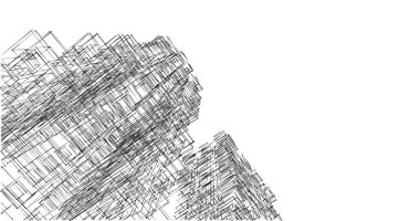 Mimari sanat konseptinde soyut çizgiler, minimum geometrik şekiller. 