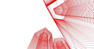 3d mimari duvar kağıdı tasarımı, dijital bina çizimi 