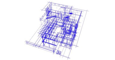 Arkaplanda mimari bina 3d illüstrasyon