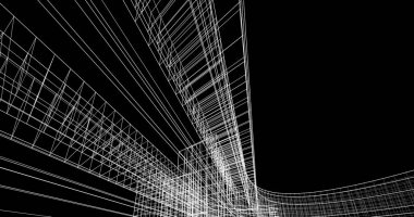 Mimari sanat konseptinde soyut çizgiler, minimum geometrik şekiller. 