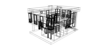 Mimari sanat konseptinde soyut çizgiler, minimum geometrik şekiller. 