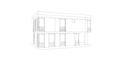 Arkaplanda mimari bina 3d illüstrasyon