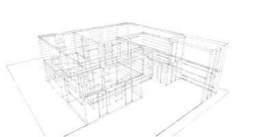 3d mimari duvar kağıdı tasarımı, dijital bina çizimi 