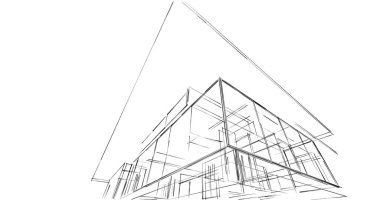 Mimari sanat konseptinde soyut çizgiler, minimum geometrik şekiller. 