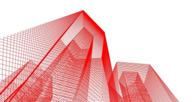 3d mimari duvar kağıdı tasarımı, dijital bina çizimi 