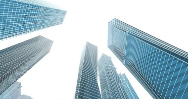 Arkaplanda mimari bina 3d illüstrasyon