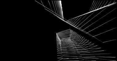 Mimari sanat konseptinde soyut çizgiler, minimum geometrik şekiller. 